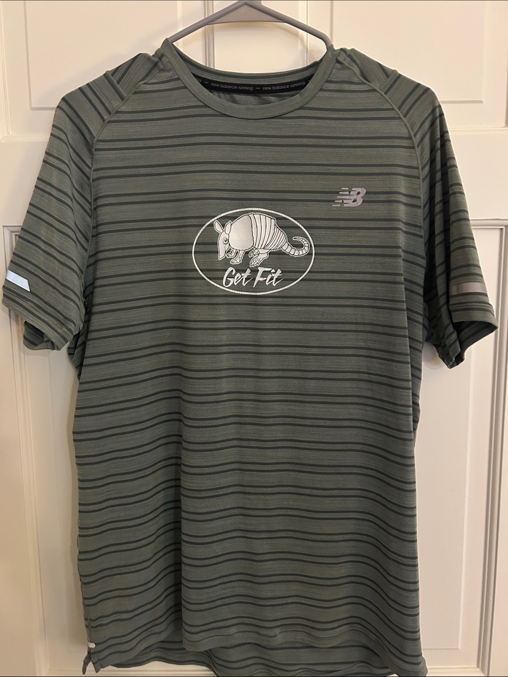 New Balance Olive Striped 'Get Fit' Active Tee